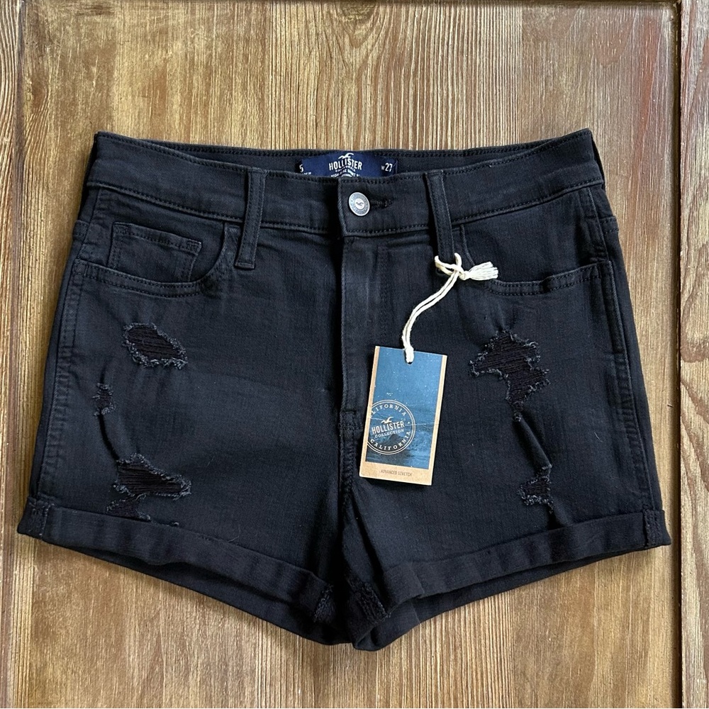 Hollister Black Distressed Jean Shorts